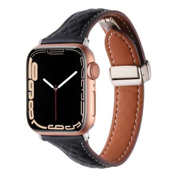 Diamond Pattern Magnetic Buckle Leather Apple Watch Straps