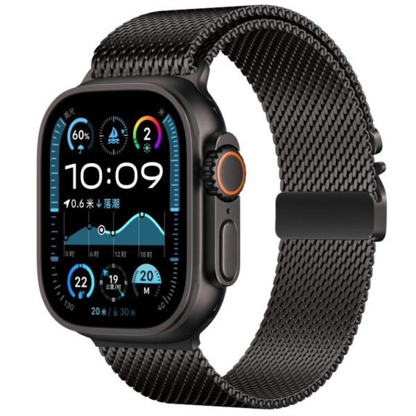 Umbrella Buckle Thick Mesh Milanese Stainless Steel Apple Watch Straps