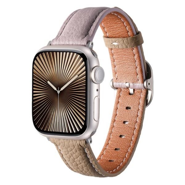 Square Buckle Litchi Texture Genuine Leather Apple Watch Straps