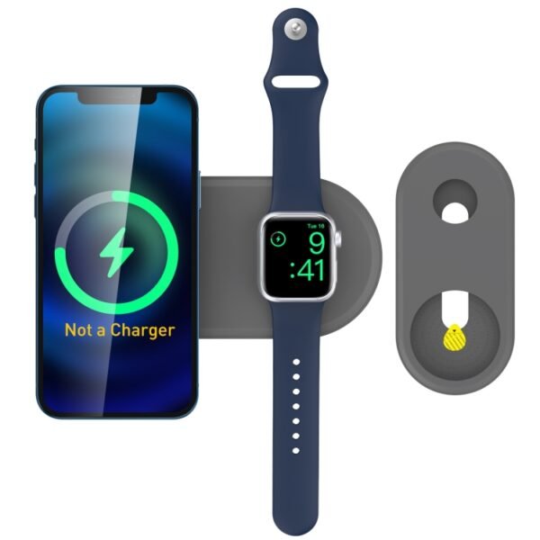 Apple Watch & iPhone Wireless Charger Dock – 2-in-1 Silicone Charging Base